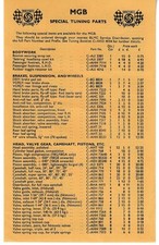 MG MGB BL ST Special Tuning Parts c1970-1971 UK Market Single Sheet Brochure