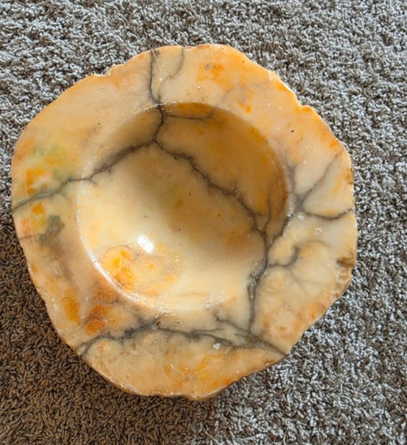 Polished natural stone bowl - natural,