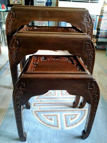 Vintage chinese rosewood nest - vintage,
