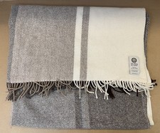 So Cosy Blanket Throw 140x200 cm - 100% Pure New Wool - Brown / Cream Colour
