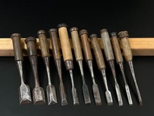 Vintage Japanese Chisel 11set nomi made by blacksmith /Hammer Hand Tool j42