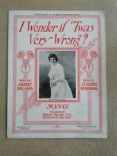 piano vintage antique sheet music: I Wonder If 'Twas Very Wrong, 1902