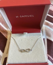 H Samuel Infinity Necklace. Sterling Silver With Cubic Zirconia 