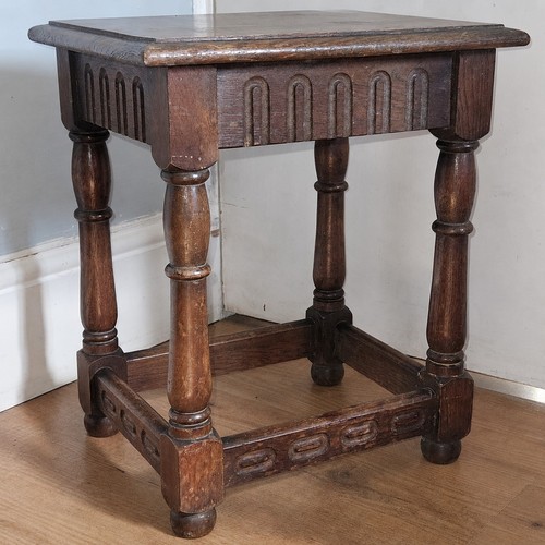 Vintage carved oak side table - vintage,