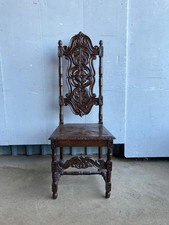 1920's oak Jacobean style hall chair