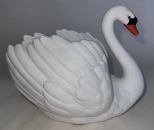 Vintage Goebel West German Porcelain Matt White Swan Vase #ZV103/II C1970