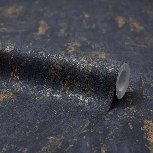 Navy concrete effect wallpaper - navy,