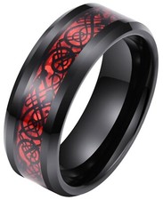 Mens Black Tungsten Ring With