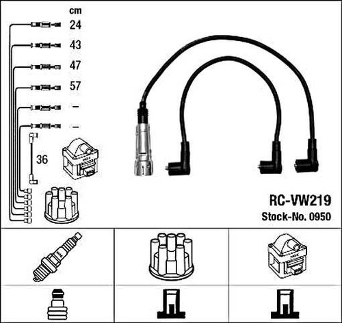 Black ignition cable kit - black, ngk