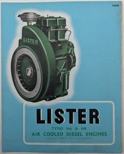 Original Lister HA & HB Air Cooled Diesel Engines Brochure & Accessories Leaflet