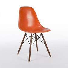 Herman Miller Eames DSW Orange Original Vintage Dining Side Shell Chair