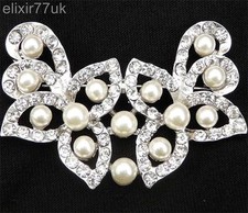 SILVER FLOWER PEARL BROOCH