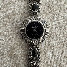 Marcasite Quartz Watch, Black