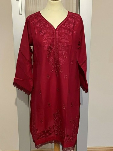 Ladies red embroidered kurta - ladies,