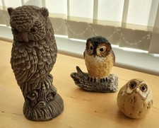 3x Cute Small Owl Figurines
