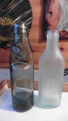 Vtg bottles scotts - 2, liver