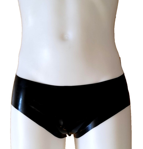 Latex rubber black briefs - black,