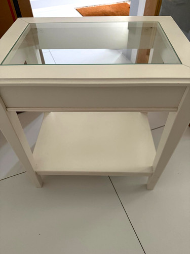 White rectangular side table - side,