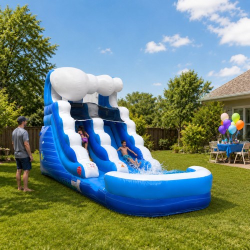 Inflatable water slide - water,