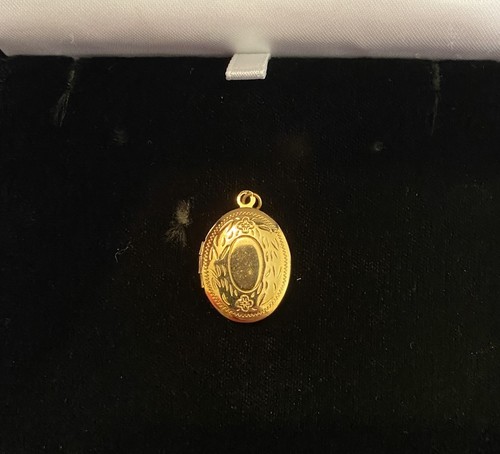 Gold tone oval locket - gold, pendant