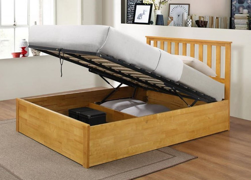 Pine wooden ottoman bed - pine, 4ft6