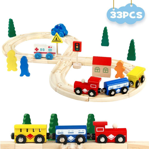 33pcs wooden train set - 33pcs,