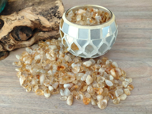 Citrine gemstone chips - gemstone,