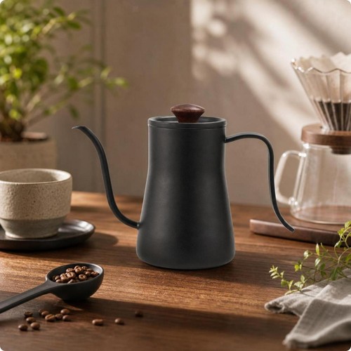 Coffee kettle with wooden knob - coffee,
