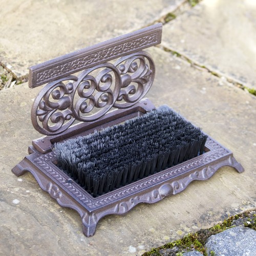 Ornate cast iron boot scraper - cast,