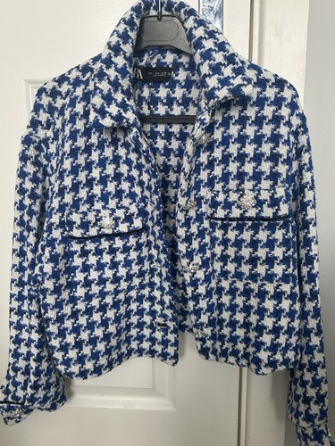 Zara blue white houndstooth - blue, &