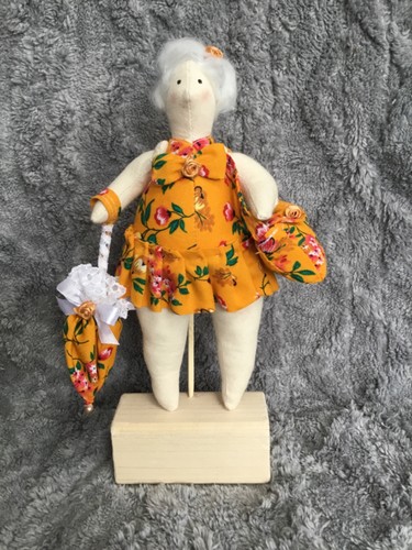 Handmade tilda doll stand - on,