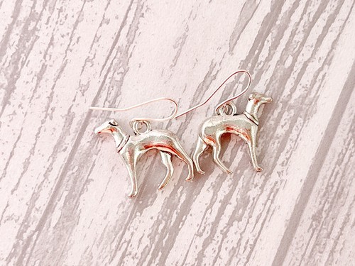 Silver greyhound dog earrings - greyhound,