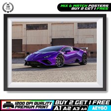 LAMBORGHINI HURACAN Wall Art Print Poster Super Sport Car Large Size A4 A3 A2 A1