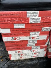 BOX OF 8 WHITE 595X595 SUSPENDED CEILING TILES VINYL LAMINATED SILVER FOIL BACK