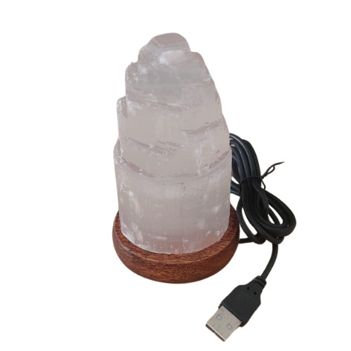 Selenite tower lamp with - tower,