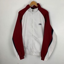 Umbro Track Jacket Mens XL Red White Zip Up Activewear Coat Retro Sportswear