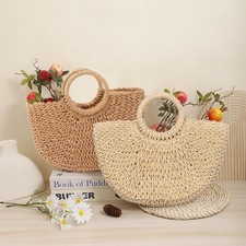Lady Boho Woven Rattan Handbag