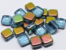 6(mm) TWO HOLE CZECH TILE BRICK GLASS SQUARE RECTANGULAR SPACER BEADS - (20PCS)