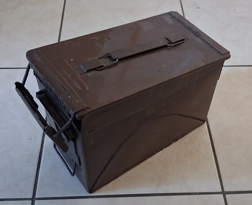 Empty metal ammunition box - empty,