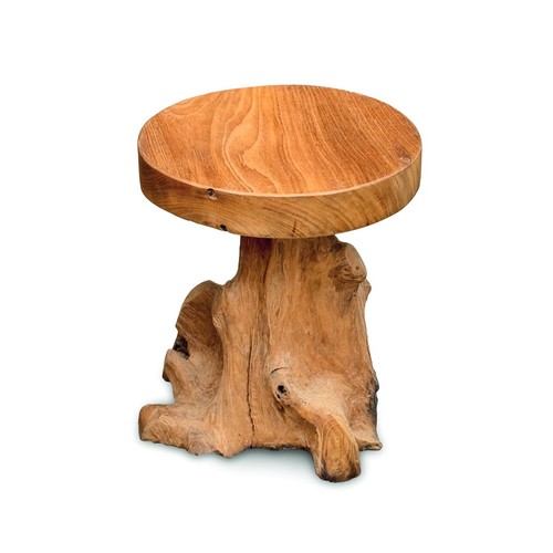 Teak root round lamp - teak, table