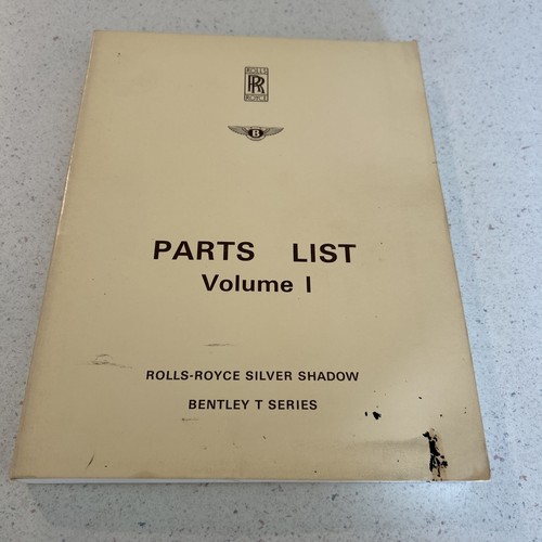 Rolls royce parts list - parts, volume