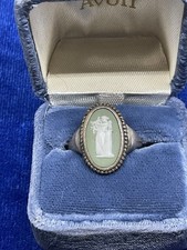 A Vintage Sage Green Wedgwood Ring. It Measures A Size 7. In Excellent Condition