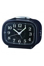 Seiko Black Bedside Bell Alarm Clock with Light & Snooze 10cm QHK060J
