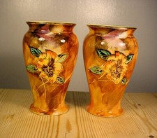 Hollinshead & Kirkham H&K "Viola" PAIR of Pottery Vases