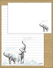 'Elephant Bath Time' A5 Letter writing paper sets with C6 matching envelopes