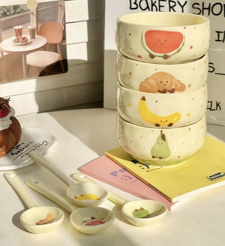 Cute ceramic fruit soup bowl - fruit,