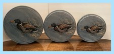 Set Of 3 Swimming Duck Design Tin Round Storage Containers