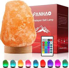 FANHAO Himalayan Salt Lamp 16 Colors, Natural Crystal Salt Rock Hand Carved Nigh
