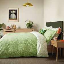 Orla Kiely Criss Cross Stem Green Retro Bedding Duvet Cover Set 100% Cotton