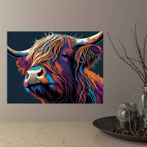 Nordic colourful highland cow